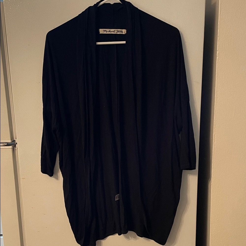 Michael Stars Womens OS Black‎ Cardigan Half Sleeve Rayon Everyday Classic